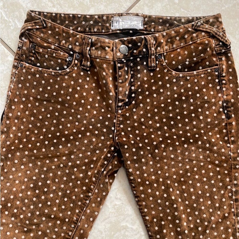Free People Polka Dot Skinny Pants Size 27